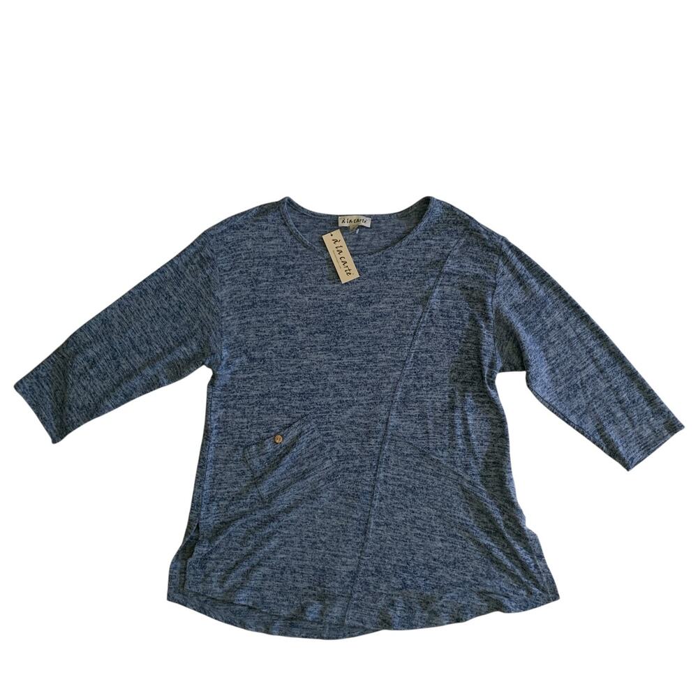 A' La Carte Women's Size M 3/4 Sleeve Pullover Tunic Blouse Top NEW